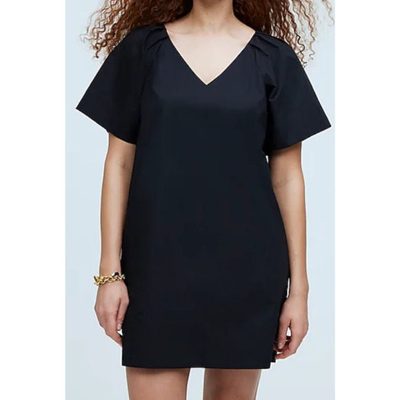 Madewell V Neck Mini Short Sleeve Trendy Going Out Shirt Dress US Women's M New - Picture 1 of 7